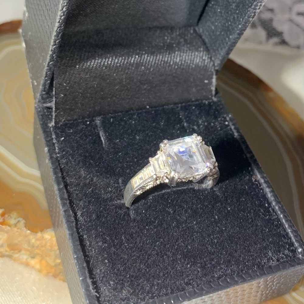 STERLING SILVER STAUER CZ VINTAGE RING SIZE 7.25